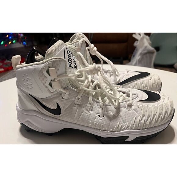 Nike Men\'s 14.5 Force Savage Rubber Football Cleats White Black Swoosh Athletic main image 4